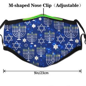 New Happy Hannukah Blue Black And White Facemask.